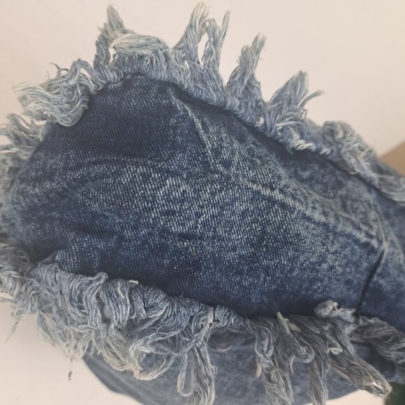 YAALI Denim Distressed Frayed Shoulder Tote Bag - Picture 9 of 16
